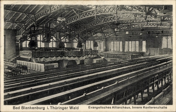 Ak Bad Blankenburg in Thüringen, Innere Konferenzhalle, Evangelisches Allianzhaus