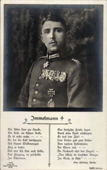 Ak Jagdflieger Oberleutnant Max Immelmann, Portrait, Gedicht, Sanke 377