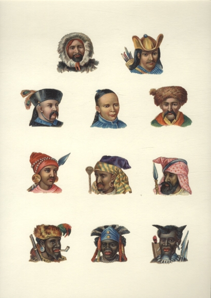 11 wafers Young men of various ethnic groups with typical headdress, each approx. 4 x 4 cm