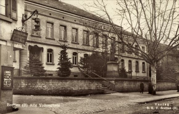 Postcard Bretten in Baden, Bretten (B), Old Elementary School, City View