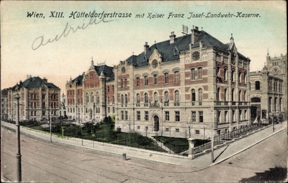 PC Vienna XIII. Hietzing, Hütteldorferstraße with Kaiser Franz Josef Landwehr barracks