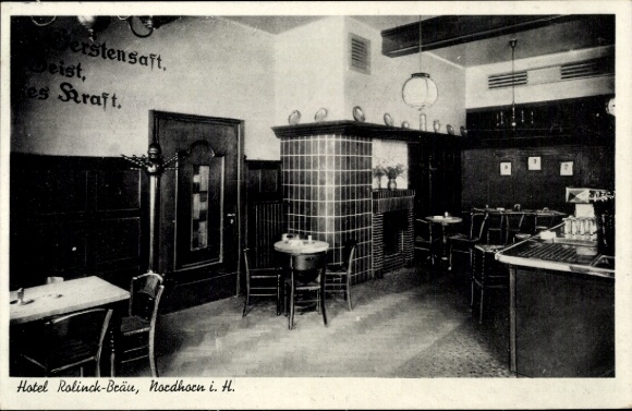 Ak Nordhorn in der Grafschaft Bentheim, Hotel Rolinck-Bräu, Innenraum