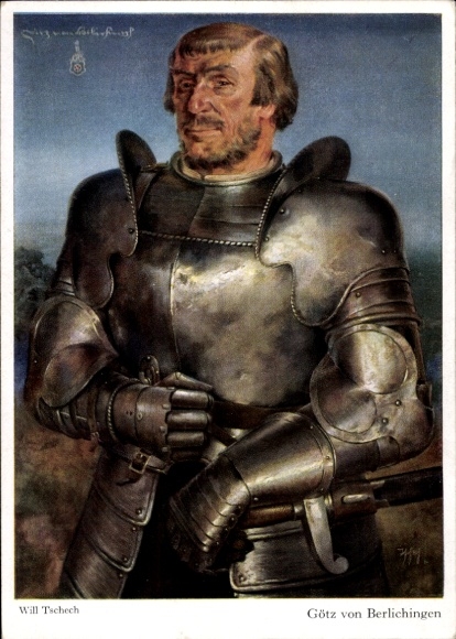 Artist Postcard Tschech, W., Götz von Berlichingen, Knight in Armor