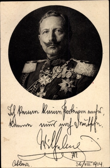 Postcard Kaiser Wilhelm II., I don&#39;t know any parties anymore, quote 1914