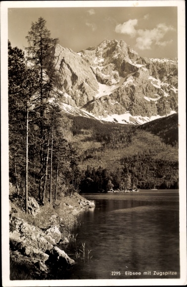 Postcard Grainau in Upper Bavaria, Eibsee, Zugspitze