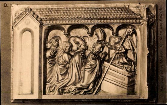 14 Postcard pieces of furniture, figures and wall hangings made of metal, Hamburg Museum of Arts and Crafts