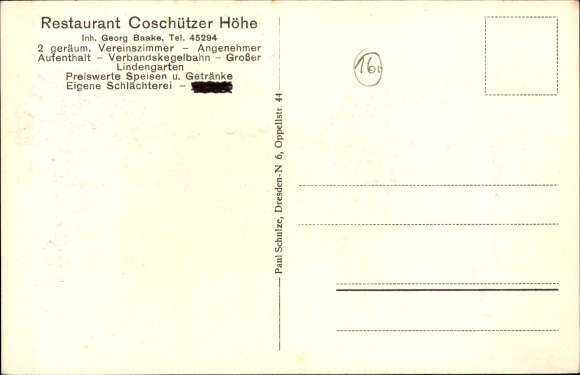 Postcard Dresden Süd Coschütz, restaurant Coschützer height