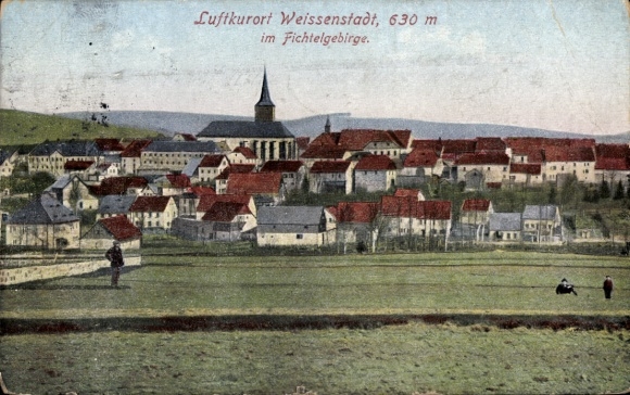 Postcard Weißenstadt im Fichtelgebirge, general view, church