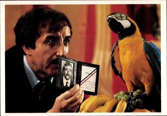 Postcard Actor Peter Sellers and Parrot Ara