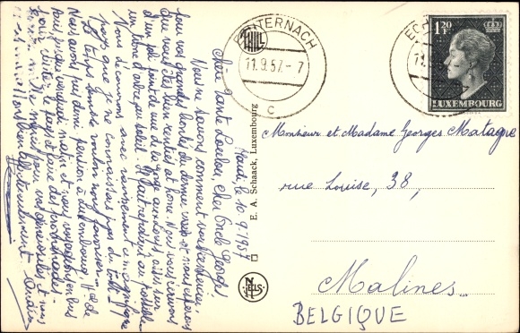 Postcard Echternach Luxembourg, Hotel de Ville