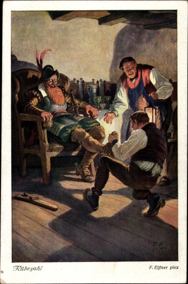 Artist PC Elßner, F., Rübezahl, take off boots, room