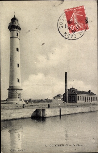 Postcard Ouistreham Calvados, lighthouse, coastal landscape, harbor, building