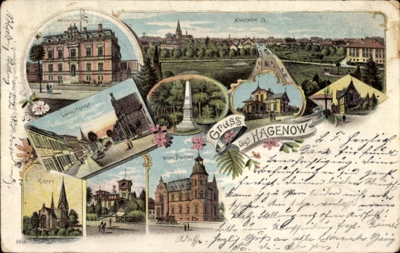 lito Hagenow w Meklemburgii, widok ogólny, kościół, urząd pocztowy, sąd rejonowy, Langestraße