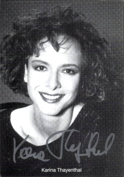 Postcard actress Karina Thayenthal, portrait, autograph