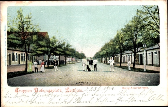 Postcard Zeithain in Saxony, military training area, king Albert Straße