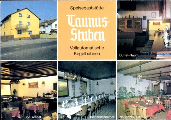 Postcard Großkrotzenburg in Hesse, Haus Taunusstuben, dining room, wedding room, buffet room