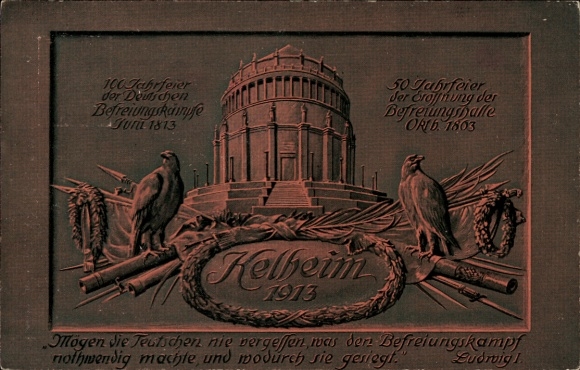 Postal stationery Postcard Kelheim an der Donau, Befreiungshalle, 50th anniversary of the opening, PP 27 D 39