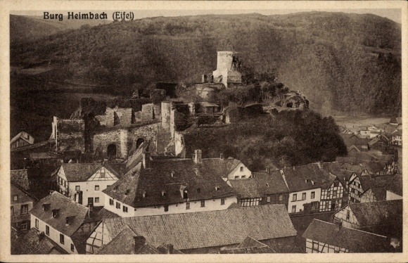 Postcard Heimbach in the Eifel, Heimbach Castle