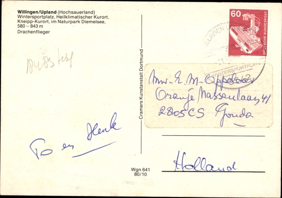 Postcard Willingen in the Upland Waldeck Hesse, hang gliders, spectators