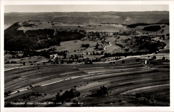Postcard Ochsenwang Bissingen an der Teck, Randecker Maar, aerial photograph