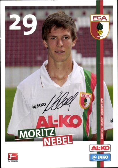 Autogrammkarte Fußballer Moritz Nebel, FC Augsburg, Autogramm