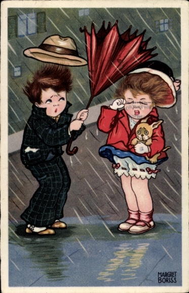 Artist PC Boriss, M., Stormy Weather, Dog, Damaged Umbrella, Amag 0333
