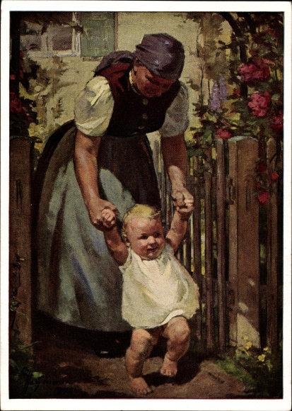 Artist PC Heymann, Richard, The first steps, mother with toddler, HDK 141