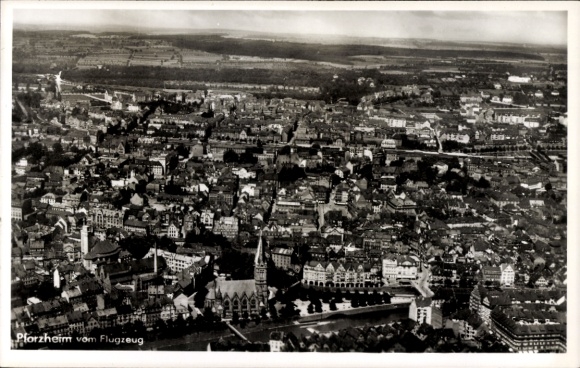 Postcard Pforzheim in the Black Forest, aerial photograph