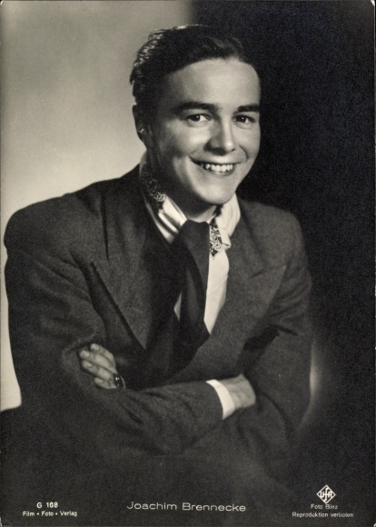 Postcard actor Joachim Brennecke, portrait, suit, Ufa Film
