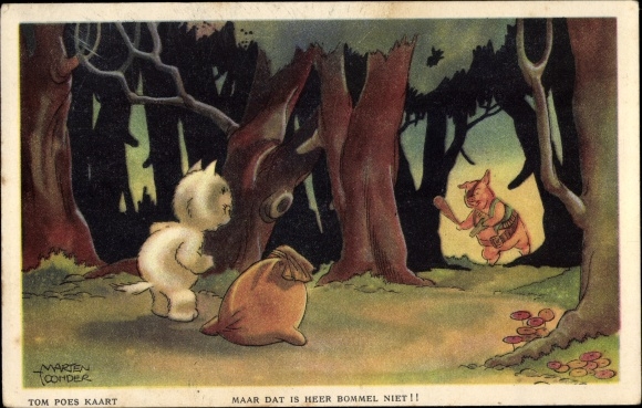 Kunstenaar Ak Toonder, M., Strip, Tom Poes, Rover in het bos, Witte kat