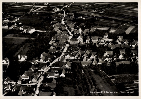 Postcard Schutterwald Baden Württemberg, aerial view of houses, streets, rural surroundings