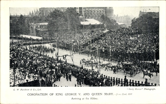 Westminster London City, Coronation of King George V and Queen Mary, crowd, pageant