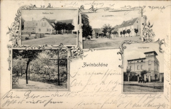Passepartout Postcard Zwintschöna Dieskau in Saalekreis, Inn, Villa