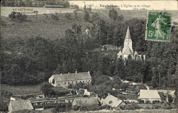 Postcard Veulettes sur Mer Seine Maritime, church, partial view