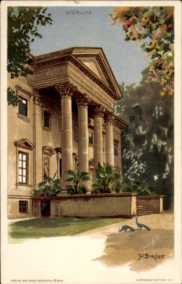Kunstenaar litho Ströse, H., Oranienbaum Wörlitz in de wijk Wittenberg, Kasteel