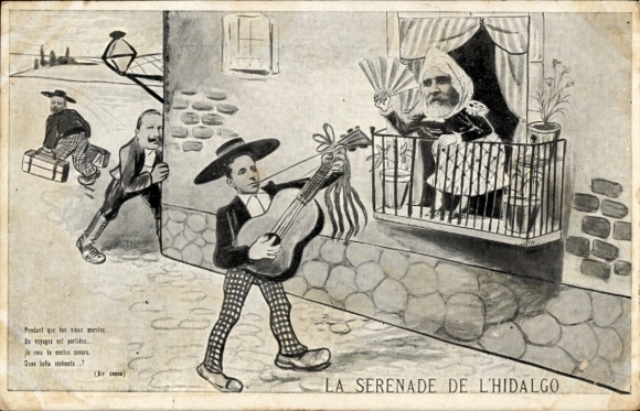 Artist PC La Serenade de l'Hidalgo, Alfonso XIII, Emile Loubet, caricature