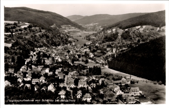 Postcard Schönau near Heidelberg Odenwald, aerial photograph