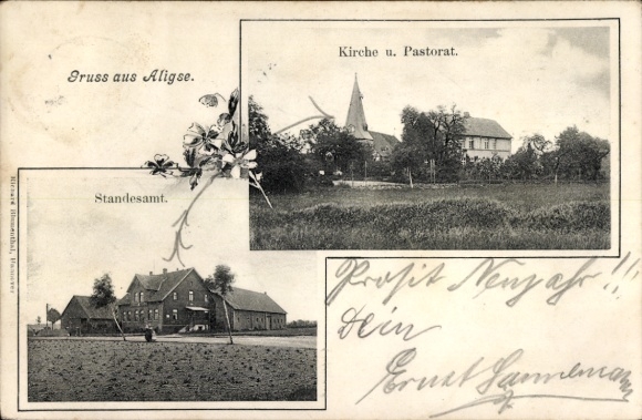 Postcard Aligse Lehrte in Lower Saxony, church, pastorate, registry office