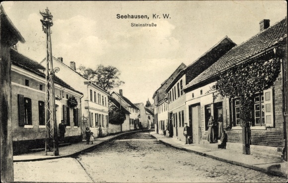 Postcard Seehausen Wanzleben Börde in Saxony Anhalt, Steinstrasse