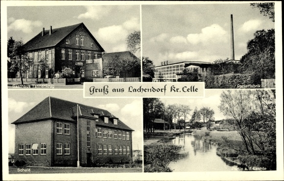PC Lachendorf in Lower Saxony, inn Tannenkrug, paper mill, school, laughing party