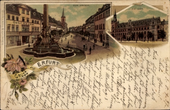 Chromo-Litho Erfurt in Thuringia, Post, Anger