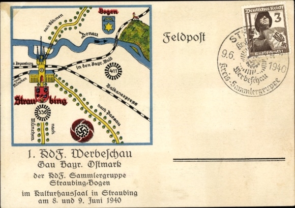 Ak Straubing an der Donau Niederbayern, 1. KdF Werbeschau Gau Bayr. Ostmark 1940