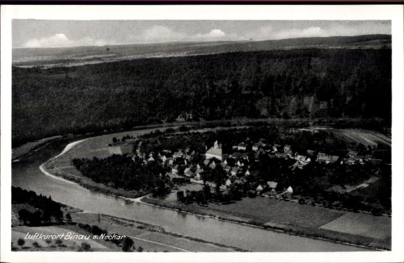 Postcard Binau am Neckar, aerial photograph