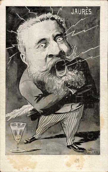Kunstenaar Ak Franse politicus Jean Jaures, portret, karikatuur