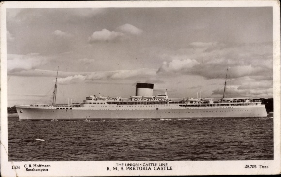 Stoomschip Pretoria Castle, Union Castle Line, VS, Royal Mail Steamer