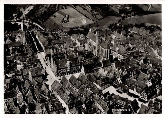 Postcard Rothenburg in Upper Lusatia, aerial view of architecture, old town, church