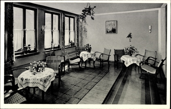 Postcard Stadtkyll in the Eifel, convalescent home for mothers, St. Marienhaus, porch