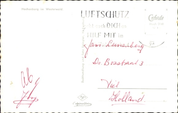 Postcard Hachenburg in the Westerwald, partial view