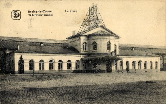 Ak Braine le Comte 's Graven Brakel Wallonië Henegouwen, treinstation