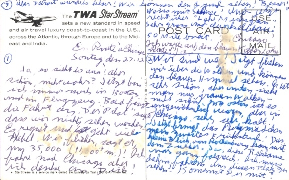 Postcard American passenger aircraft, Trans World Airlines, TWA Star Stream
